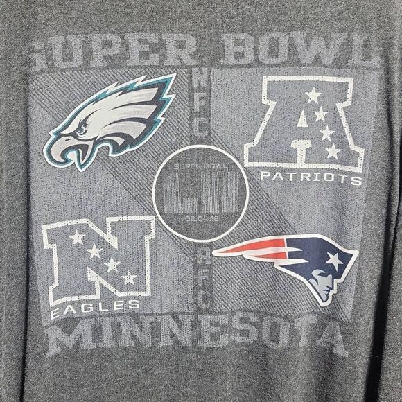 Eagles Vs Patriots 2018‎ Superbowl Long Sleeve T-Shirt SZ XL #140 - Picture 2 of 4
